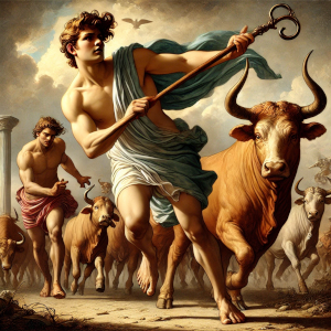 Mit o  Hermesie. Hermes, Kaduceusz i skradzione byki